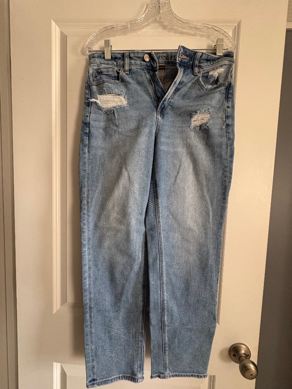 American. Eagle High Rise Distressed Mom Jeans